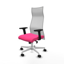 Albacete malla sincro malla blanca similpiel rosa brazos 2D base blanca ruedas 65 mm nailon