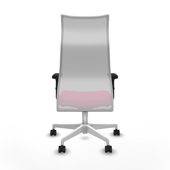 Albacete malla sincro malla blanca similpiel rosa brazos 2D base blanca ruedas 65 mm nailon