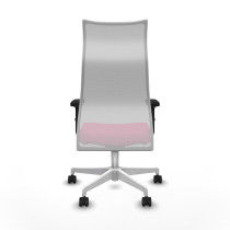 Albacete malla sincro malla blanca similpiel rosa brazos 2D base blanca ruedas 65 mm nailon