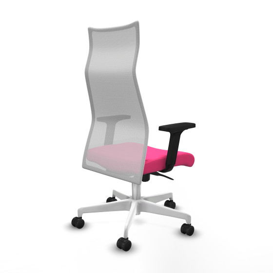 Albacete malla sincro malla blanca similpiel rosa brazos 2D base blanca ruedas 65 mm nailon