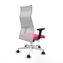 Albacete malla sincro malla blanca similpiel rosa brazos 2D base blanca ruedas 65 mm nailon