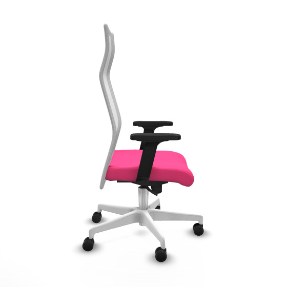 Albacete malla sincro malla blanca similpiel rosa brazos 2D base blanca ruedas 65 mm nailon