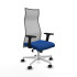 Albacete malla sincro malla gris similpiel azul brazos 2D base blanca ruedas 65 mm nailon