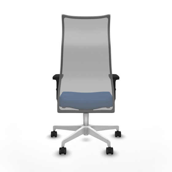 Albacete malla sincro malla gris similpiel azul brazos 2D base blanca ruedas 65 mm nailon