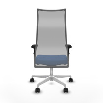 Albacete malla sincro malla gris similpiel azul brazos 2D base blanca ruedas 65 mm nailon
