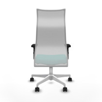 Albacete malla sincro malla blanca similpiel turquesa brazos 2D base blanca ruedas 65 mm nailon