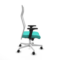 Albacete malla sincro malla blanca similpiel turquesa brazos 2D base blanca ruedas 65 mm nailon