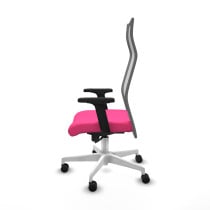 Albacete malla sincro malla gris similpiel rosa brazos 2D base blanca ruedas 65 mm nailon
