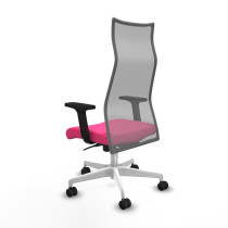 Albacete malla sincro malla gris similpiel rosa brazos 2D base blanca ruedas 65 mm nailon