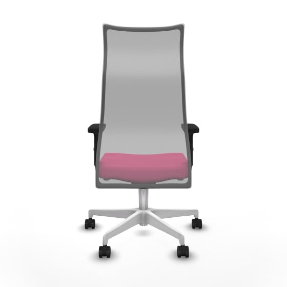 Albacete malla sincro malla gris similpiel rosa brazos 2D base blanca ruedas 65 mm nailon