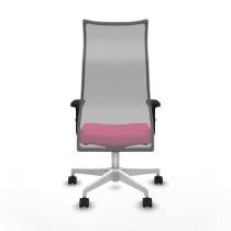 Albacete malla sincro malla gris similpiel rosa brazos 2D base blanca ruedas 65 mm nailon