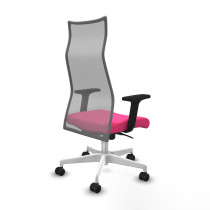 Albacete malla sincro malla gris similpiel rosa brazos 2D base blanca ruedas 65 mm nailon