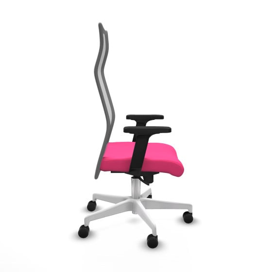 Albacete malla sincro malla gris similpiel rosa brazos 2D base blanca ruedas 65 mm nailon