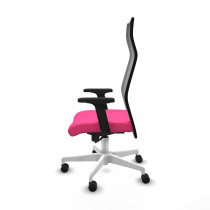 Albacete malla sincro malla negra similpiel rosa brazos 2D base blanca ruedas 65 mm nailon