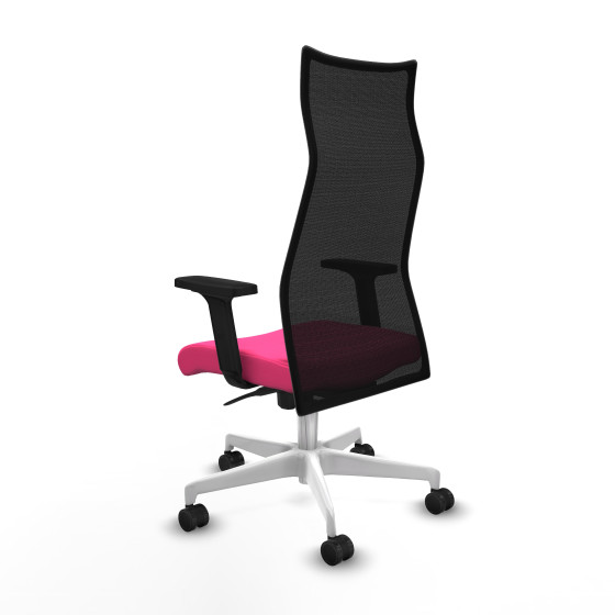 Albacete malla sincro malla negra similpiel rosa brazos 2D base blanca ruedas 65 mm nailon