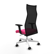 Albacete malla sincro malla negra similpiel rosa brazos 2D base blanca ruedas 65 mm nailon