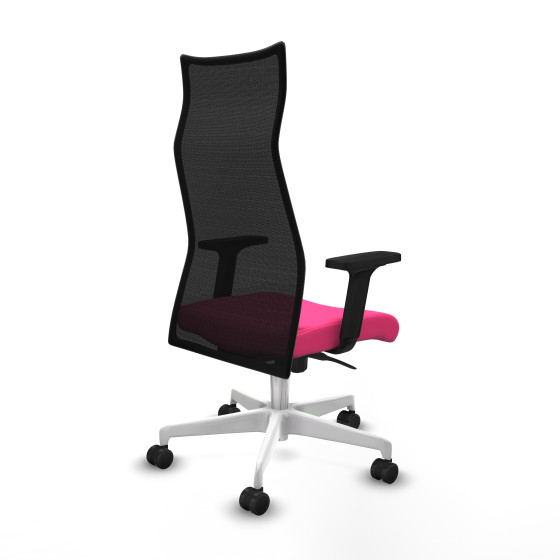 Albacete malla sincro malla negra similpiel rosa brazos 2D base blanca ruedas 65 mm nailon