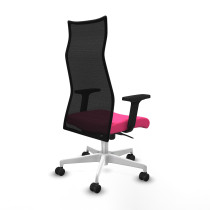 Albacete malla sincro malla negra similpiel rosa brazos 2D base blanca ruedas 65 mm nailon
