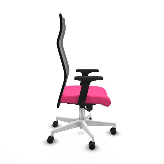 Albacete malla sincro malla negra similpiel rosa brazos 2D base blanca ruedas 65 mm nailon