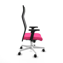 Albacete malla sincro malla negra similpiel rosa brazos 2D base blanca ruedas 65 mm nailon