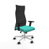 Albacete malla sincro malla negra similpiel turquesa brazos 2D base blanca ruedas 65 mm nailon