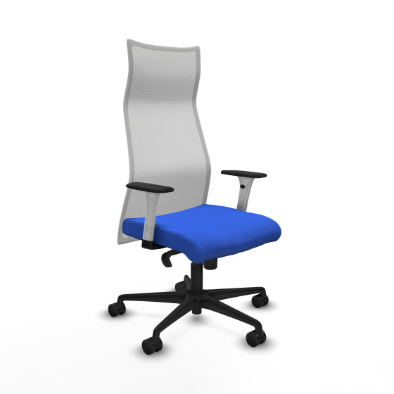 Albacete malla sincro malla blanca bali azul brazos blancos base nailon ruedas 65 mm nailon
