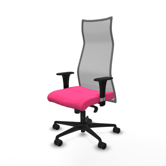 Albacete malla sincro malla gris similpiel rosa brazos 1D base nailon ruedas 65 mm nailon