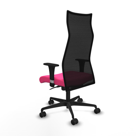 Albacete malla sincro malla negra similpiel rosa brazos 1D base nailon ruedas 65 mm nailon