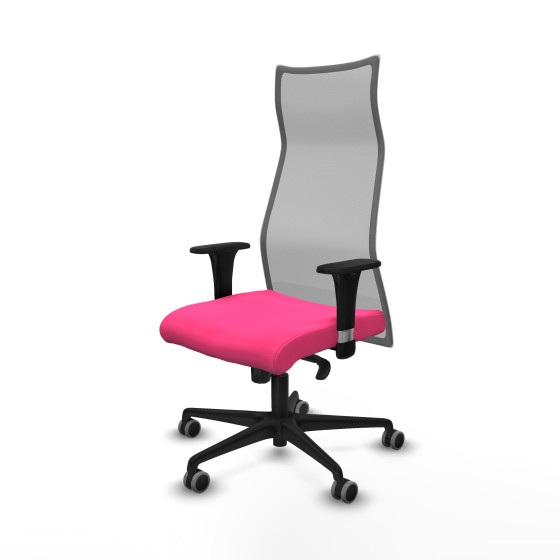Albacete malla sincro malla gris similpiel rosa brazos 1D base nailon ruedas 65mm engomadas