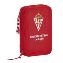 Estuche Escolar SPORTING GIJON Doble 28 Piezas 12,5 x 19,5 x 4