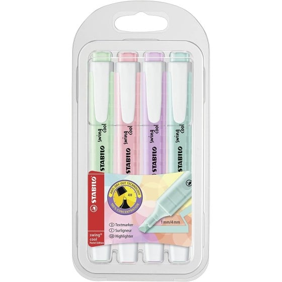 Marcador Fluorescente STABILO Swing Cool Pastel Blister x4
