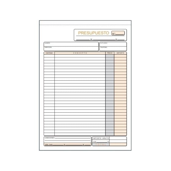 Talonario LOAN Presupuesto Folio Natural Duplicado T-96