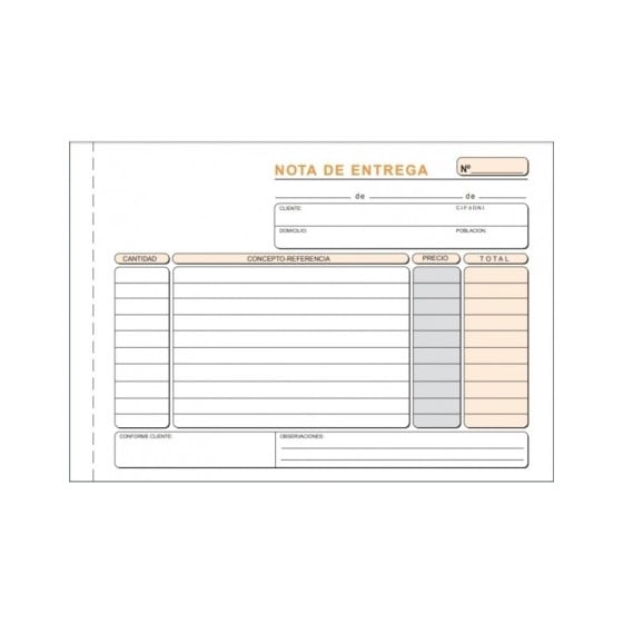 Talonario LOAN Nota Entrega 4º Apaisado Duplicado T-49