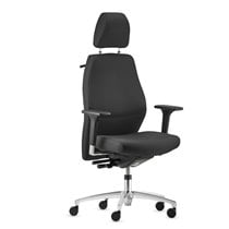 Silla Shape 24 horas traslack tapizado king negro, brazos 2D base aluminio y cabecero
