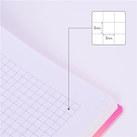 Libreta A4 encolada, papel cuadriculado, 48 hojas de 95 gr/m², colección Sunset