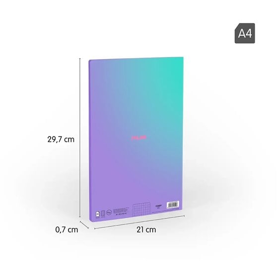 Libreta A4 encolada, papel cuadriculado, 48 hojas de 95 gr/m², colección Sunset