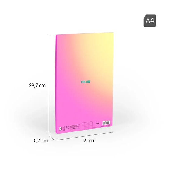 Libreta A4 encolada, papel cuadriculado, 48 hojas de 95 gr/m², colección Sunset