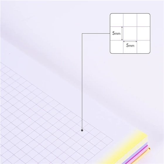 Cuaderno A4 con espiral y tapa dura, papel cuadriculado, 90 hojas de 95gr/m², colección Sunset