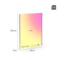 Cuaderno A4 con espiral y tapa dura, papel cuadriculado, 90 hojas de 95gr/m², colección Sunset
