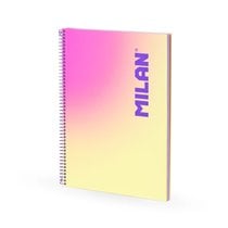 Cuaderno A4 con espiral y tapa dura, papel cuadriculado, 90 hojas de 95gr/m², colección Sunset