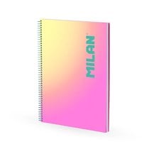 Cuaderno A4 con espiral y tapa dura, papel cuadriculado, 90 hojas de 95gr/m², colección Sunset