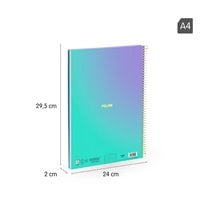 Cuaderno A4 con espiral y tapa dura, papel cuadriculado, 90 hojas de 95gr/m², colección Sunset