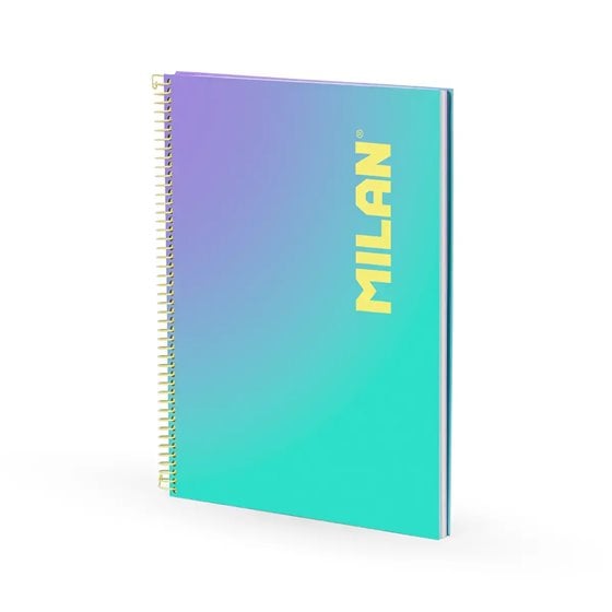 Cuaderno A4 con espiral y tapa dura, papel cuadriculado, 90 hojas de 95gr/m², colección Sunset