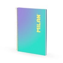 Cuaderno A4 con espiral y tapa dura, papel cuadriculado, 90 hojas de 95gr/m², colección Sunset