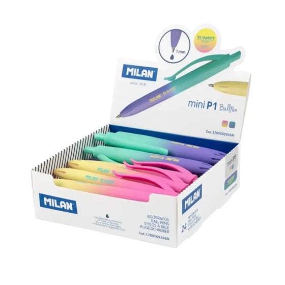 Boligrafos MILAN P1 touch mini Sunset Caja expositora de 24