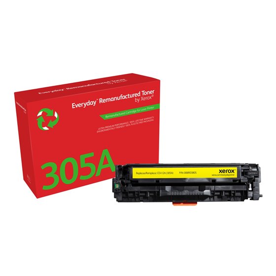 Everyday Tóner Everyday™ Amarillo remanufacturado de Xerox es compatible con HP 305A (CE412A), Capacidad estándar