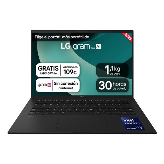 Gram 14Z90T Intel Core Ultra 7 255H Portátil 35,6 cm (14") WUXGA 32 GB LPDDR5x-SDRAM 1 TB SSD Wi-Fi 6E (802.11ax) Windows 11 Pro