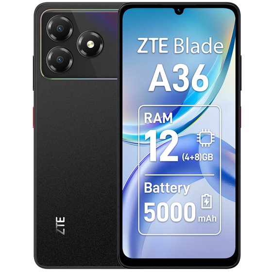 Blade A36 17,1 cm (6.75") SIM doble Android 15 4G USB Tipo C 4 GB 64 GB 5000 mAh Negro