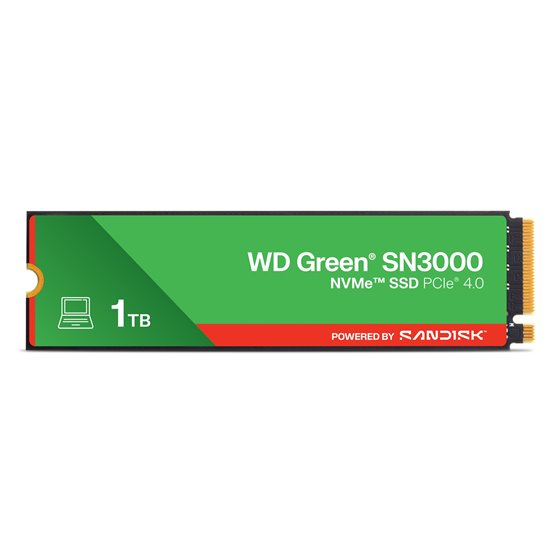 Green WD SN3000 NVMe 1 TB M.2 PCI Express 4.0 QLC 3D NAND