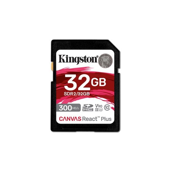 32GB Canvas React Plus SDHC UHS-II 300R/260W U3 V90 for Full HD/4K/8K